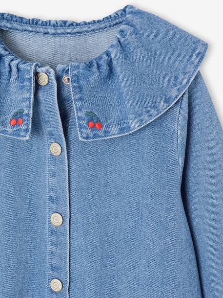 Girl's denim dress with frilled collar medium blue 
