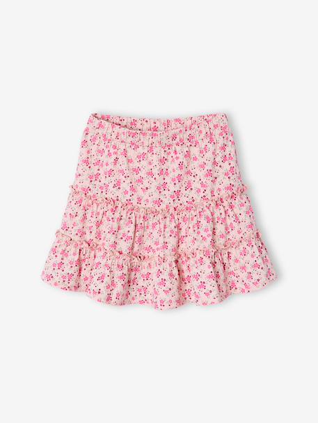 Girl's jersey skort ecru+pale pink 