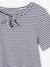 Girl's fancy bow t-shirt striped blue+yellow 