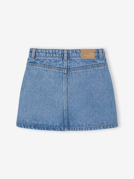 Denim Skirt with Broderie Anglaise for Girls medium blue 