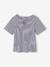 Girl's fancy bow t-shirt striped blue+yellow 