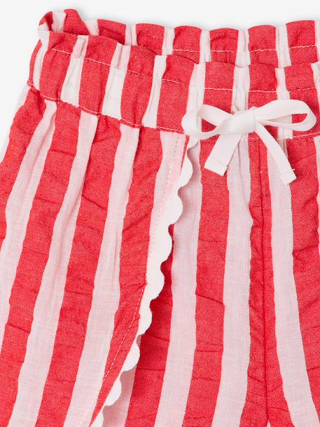 Girl's seersucker short striped red 