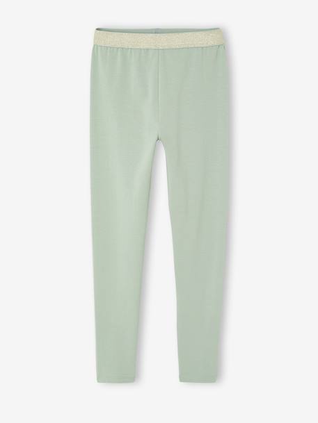 Leggings with Iridescent Waistband for Girls Black/Black+Dark Blue+marl grey+sage green 