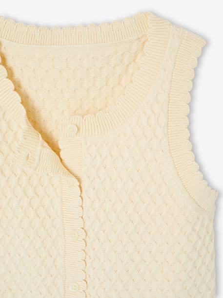 Girl's sleeveless knitted cardigan vanilla 