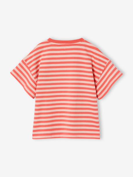 Fancy girl's t-shirt coral+navy blue 