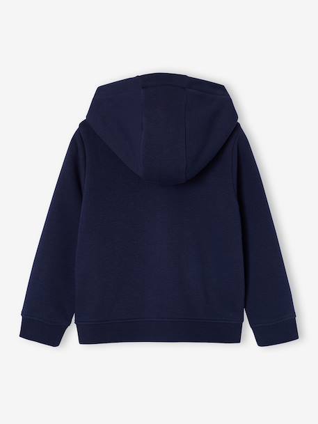 Girl's zipped hooded sweatshirt navy blue+old rose 
