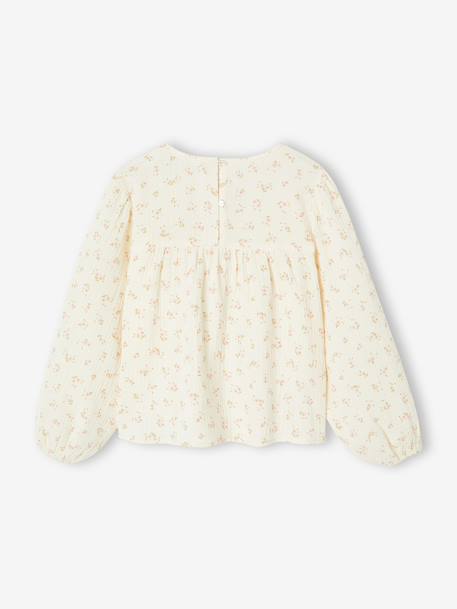 Printed Cotton Gauze T-Shirt for Girls ecru 