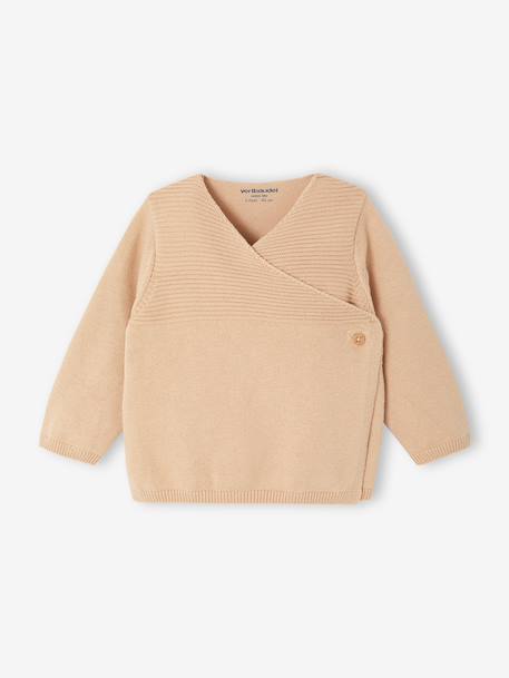 Knitted Cardigan in Organic Cotton for Newborn Babies beige+Beige+denim blue+pale pink 