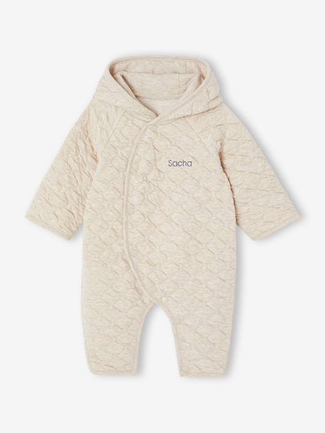 Baby playsuit in jersey marl beige 