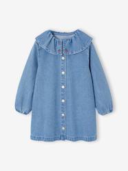Girls-Girl's denim dress with frilled collar