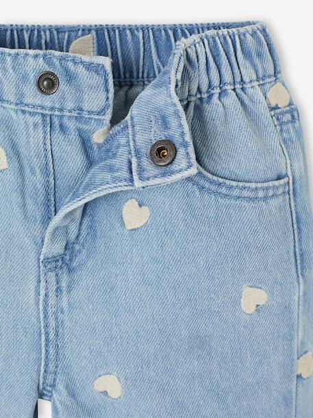 Wide-leg jeans with small embroidered hearts denim grey+double stone+stone 