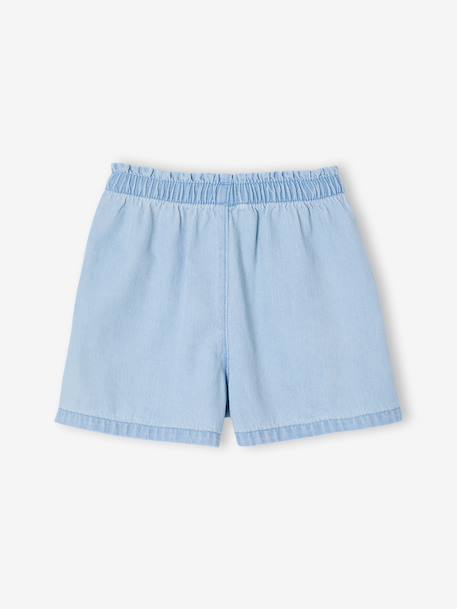 Easy-to-Put-On Light Denim Shorts, for Girls bleached denim+stone 