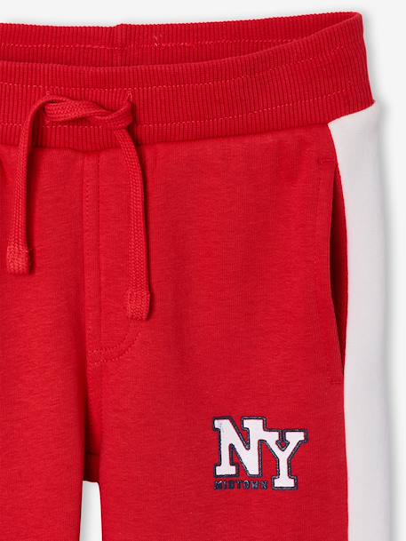 Boys' joggers with side stripe bordeaux red+green+marl grey+red 