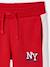 Boys' joggers with side stripe bordeaux red+green+marl grey+red 