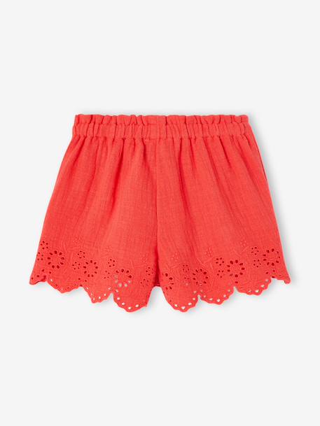Cotton Gauze Shorts for Girls red 