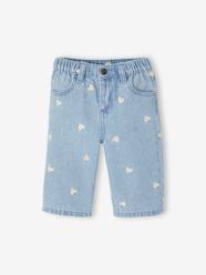 -Wide-leg jeans with small embroidered hearts