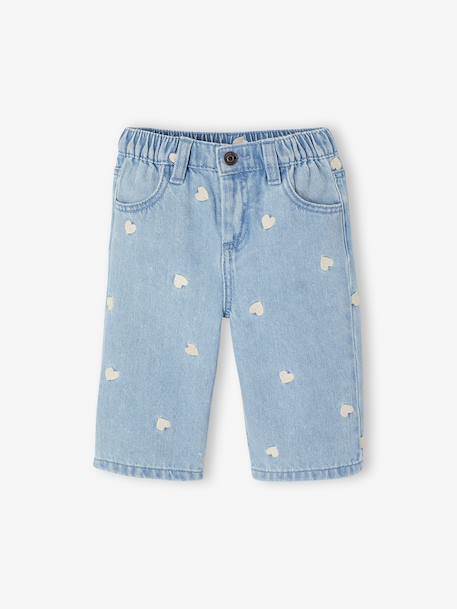 Wide-leg jeans with small embroidered hearts denim grey+double stone+stone 