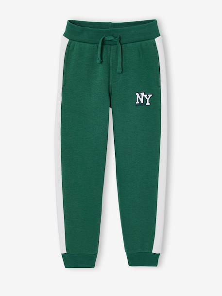 Boys' joggers with side stripe bordeaux red+green+marl grey+red 