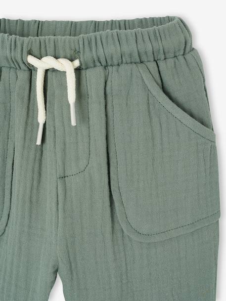 Cotton Gauze Trousers for Babies cappuccino+fir green+grey blue 