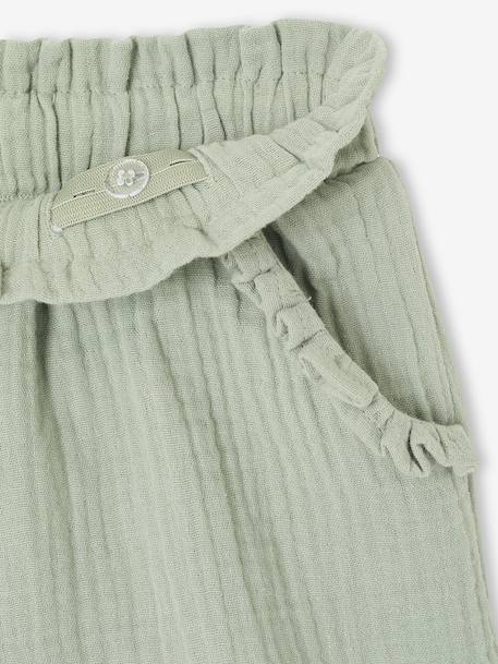 Girls' short with a cotton gauze waist beige+pale blue+rose+sage green 