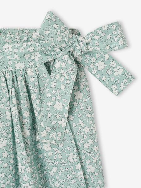Printed Skort for Girls aqua green+ecru 