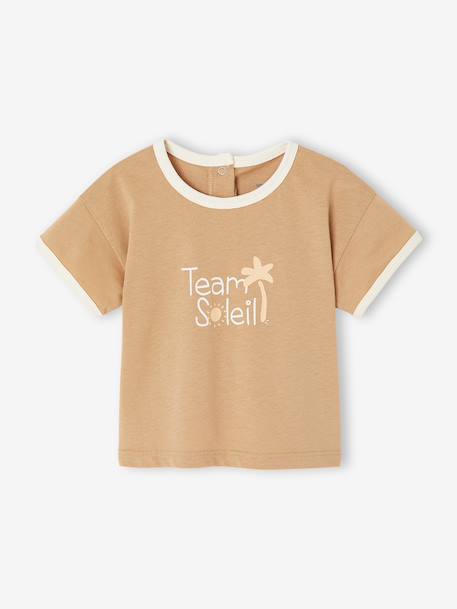 Boys' organic cotton T-shirt pecan nut 