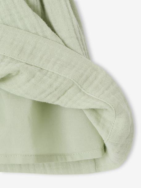 Dungaree Dress in Cotton Gauze, for Babies aqua green+Pink 