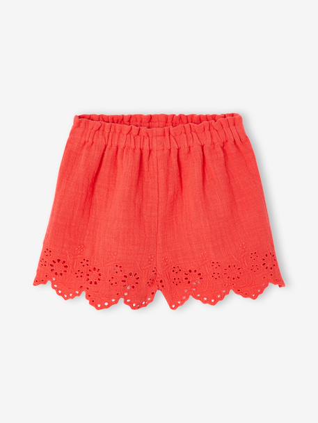 Cotton Gauze Shorts for Girls red 