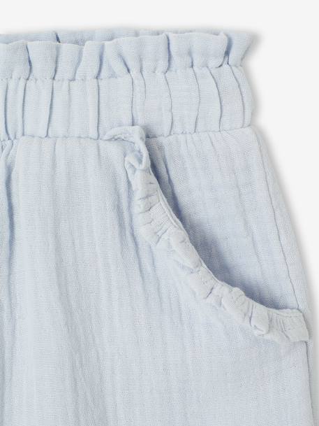Girls' short with a cotton gauze waist beige+pale blue+rose+sage green 