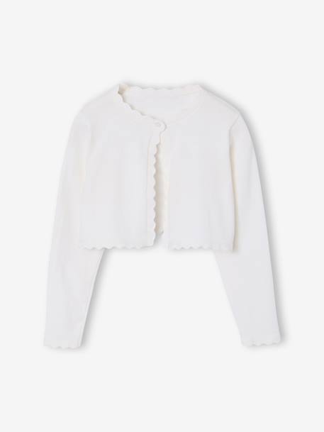 Bolero with Practical Opening for Girls sage green+white 