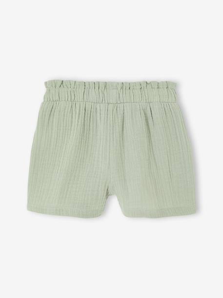 Girls' short with a cotton gauze waist beige+pale blue+rose+sage green 