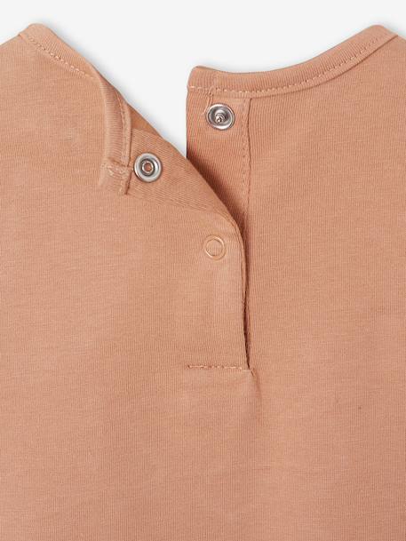T-shirt with short sleeves for babies in yarn pecan nut 