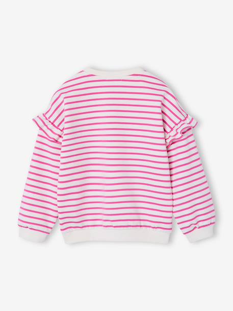Sailor-type Sweatshirt with Ruffles on the Sleeves, for Girls navy blue+old rose+pale blue+peony pink+red 