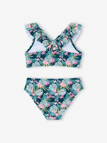 Floral Print Bikini pale pink+printed green 