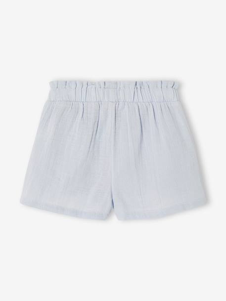 Girls' short with a cotton gauze waist beige+pale blue+rose+sage green 