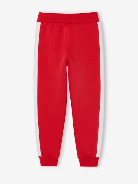 Boys' joggers with side stripe bordeaux red+green+marl grey+red 