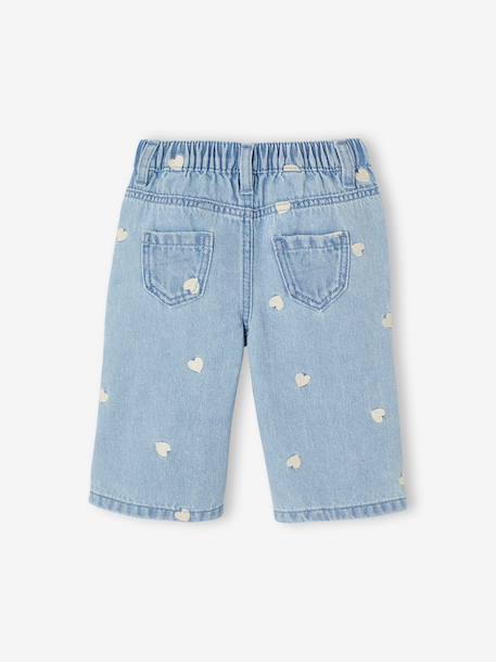 Wide-leg jeans with small embroidered hearts denim grey+double stone+stone 
