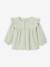 Blouse in Cotton Gauze with Ruffles, for Babies almond green+ecru+old rose 
