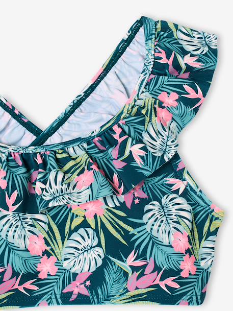 Floral Print Bikini pale pink+printed green 