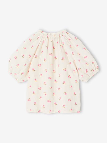 Girl's cotton gauze blouse ecru+sage green+vanilla 