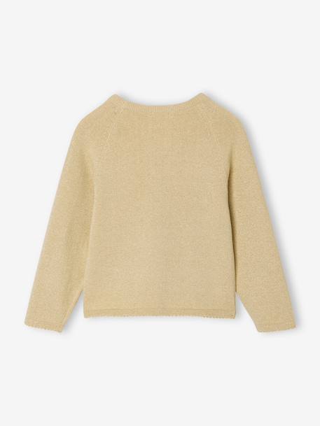 Cardigan with Ruffles for Girls ecru+golden beige+green 