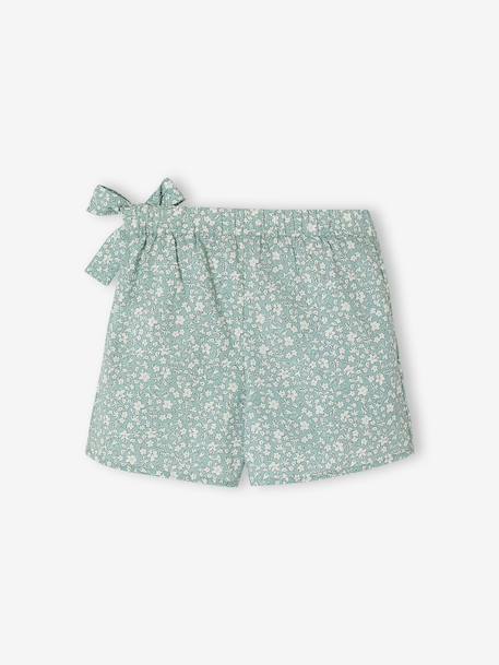 Printed Skort for Girls aqua green+ecru 