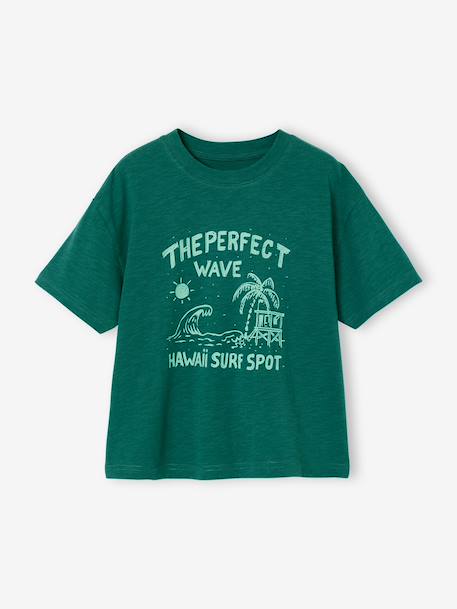 Printed boy's t-shirt English green+red 