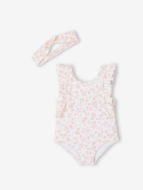 Baby swimsuit and band for head accessories for hair set ecru 