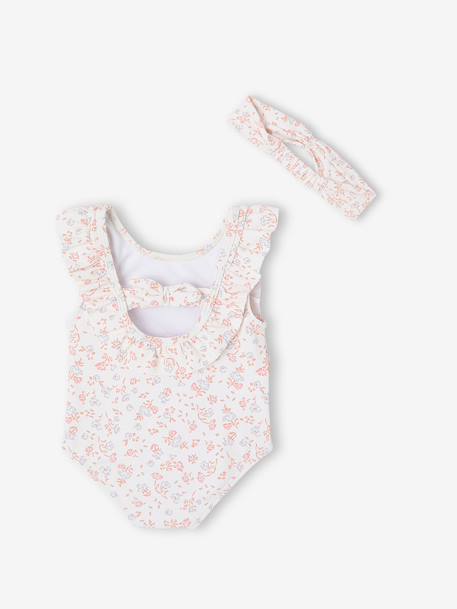 Baby swimsuit and band for head accessories for hair set ecru 