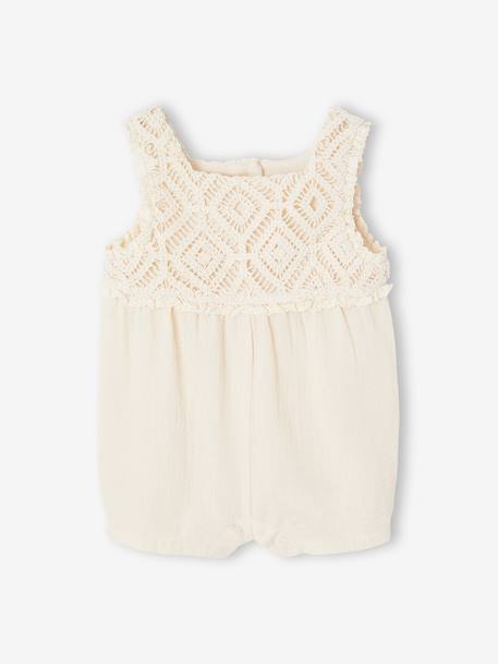 Crochet playsuit for baby girls vanilla 