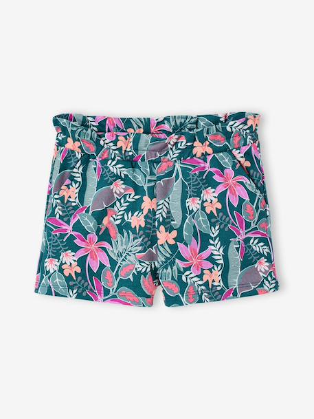 Pack of 2 Pairs of Shorts for Girls aqua green+navy blue+tangerine 