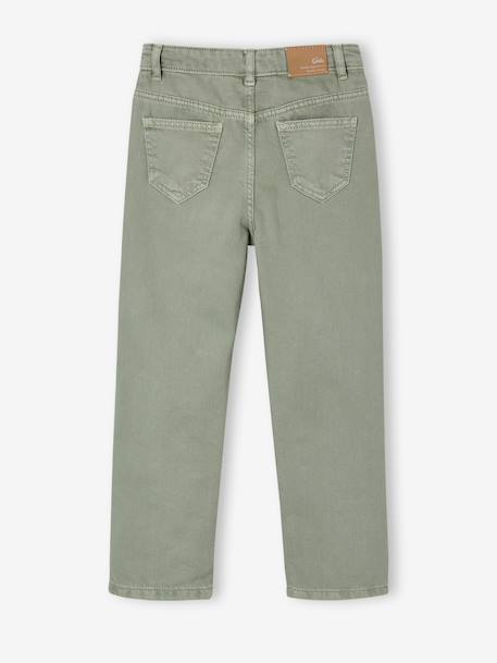 Embroidered girl's mom fit trouser grey green+plum+rosy 