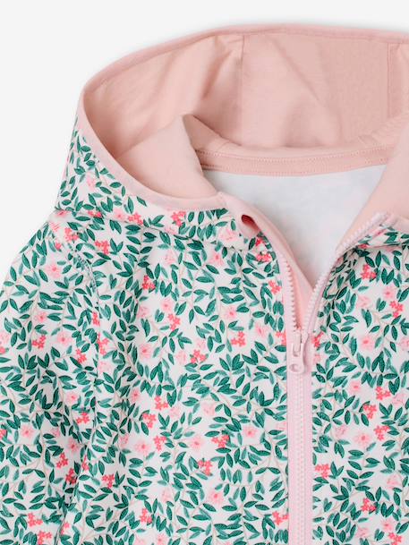 Girl's zipped sportswear sweatshirt ecru 