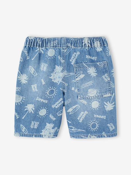 Easy-to-Slip-On Denim Bermuda Shorts for Boys denim grey+double stone+printed blue+stone+striped blue 